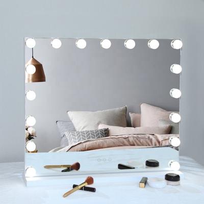 China 17 Square Bulb Mirror Light Three-Tone Metal Mirror Light HD Fill Light Bedroom Desktop Dressing Table Mirror for sale