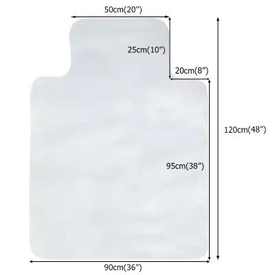 China Rectangle Washable Lip Shape Back Chair Mat Vinyl Carpet Protector Clear Clamp for sale