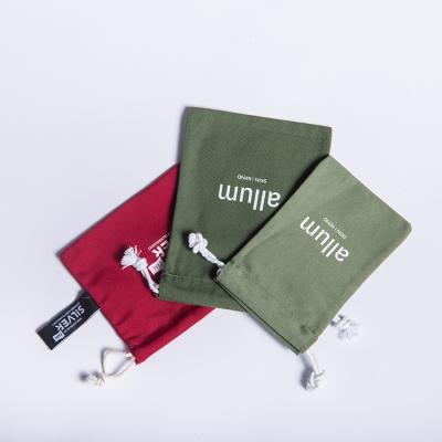 China Custom Logo Drawstring Green Cotton Canvas Red Soap Gift Mini Drawstring Pouch Bag for sale