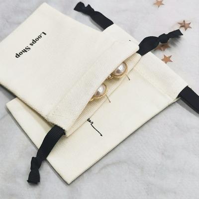 China Drawstring Personalized Custom Logo Canvas Cotton Satin Ribbon Candle Soap Drawstring Jewelry Pouch Bag for sale