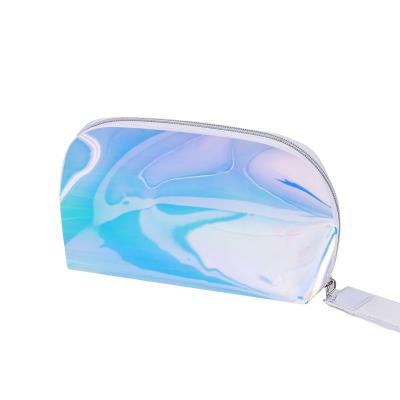 China Customized Lady Logo Laser PVC TPU Holographic Skincare Pouch Makeup Cosmetic Bag Bag for sale