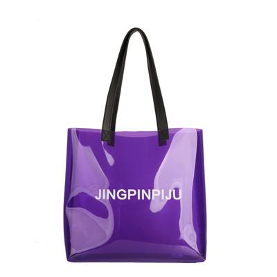 China Tote Fashion Custom Logo Print Female Male PVC Beach Candy Color Neon Plastic Shopping Tote Bag for sale