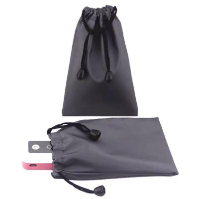 China Black PU Leather Drawstring Pouch Jewelry Earphone Razor Mobile Phone Packaging Bag for sale