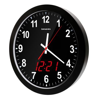 China KWANWA Style Antique Metal Quartz LED Wall Clock - Battery Operated, 1.34 Inch Light Sensor Digital LED Auto Time Display, Non Ticking for sale