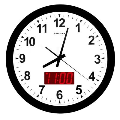 China KWANWA Style Antique Metal Quartz LED Wall Clock Battery Operated & 1.34 Inches Digital LED Time - Or Temperature Display, Non Ticking for sale