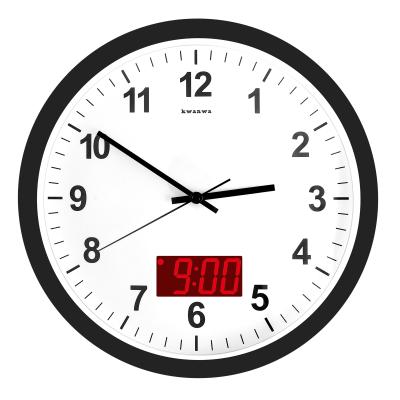 China LUMINOVA 14 Inch Wall Clock with 1.34 Inch LED Digital Time/Temperature Display, Battery Operated for sale