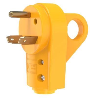 China 30 Amp RV Plug 125V RV Replacement Residential / General Purpose Male Plug with Ergonomic Grip Handle, Yellow for sale