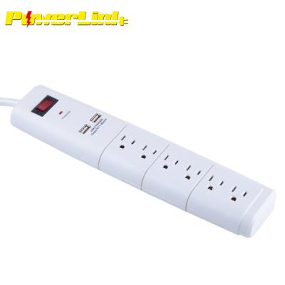 China J100092 6 Outlet Residential / General Purpose Power Strip Surge Protector With 6 Foot Cord Include 2 USB Ports AC Wall Power Strip for sale