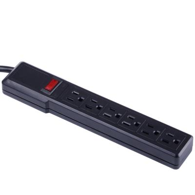 China J100211 6 Outlet Surge Protector Black Power Strip Residential / General Purpose Power Bar Power Socket for sale