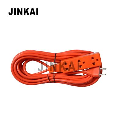 China J80036 Industrial Equipment Orange 2 Pin Power Extension SJTW Cord With 3 Outlets For South America / Peru Market for sale