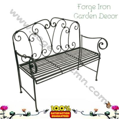 China Garden Set Antique Roller Work Garden Wrought Iron Double Seat Bench for sale