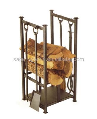 China Home& Garden Wrought Iron Hand Forged Fireplace Log Rack / Holder / Trash Cans for sale