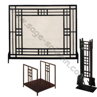 China Home& Garden Low Price Black Wrought Iron Fireplace Screen, Fireplace Tool Kit, Fireplace Log Holder for sale