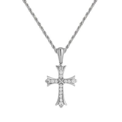 China Hot Selling Silver Cross Pendant Women Hip Hop Diamond Cross Necklace Iced Out Custom Logo 925 Mens Jewelry Hiphop Wholesale for sale