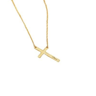 China TRENDY Cross Necklace Fashion Jewelry Luxury Silver 18k Gold Plated Personalized Custom Name Diy Couple Cross Necklace Mens Cross for sale