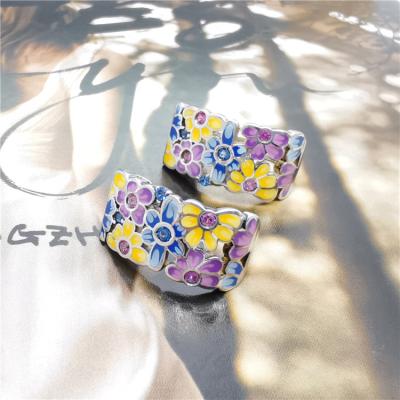 China Fashion Pure 925 Sterling Silver Stud Earrings Women's Flower Casual/Sporty Clip On Earrings for sale