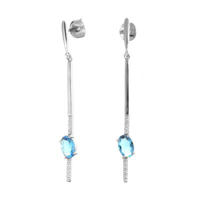 China Earring Simple Design Rhodium Plating Long Silver Studs Earring For Girls for sale