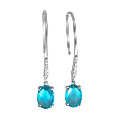 China Classic Blue Topaz Earrings White Zirconium Design Earring Jewelry Casual/Sports Jewelry Wholesale for sale