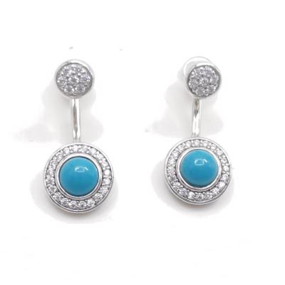 China Jewelry Gift 925 Sterling Silver Blue Turquoise Simple Casual/Sporty Drop Earrings For Women for sale