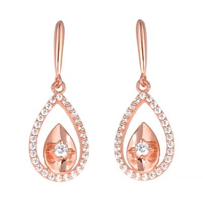 China TRENDY jewelry maker rose gold plated water drop shape women style zircon drop earrings for sale