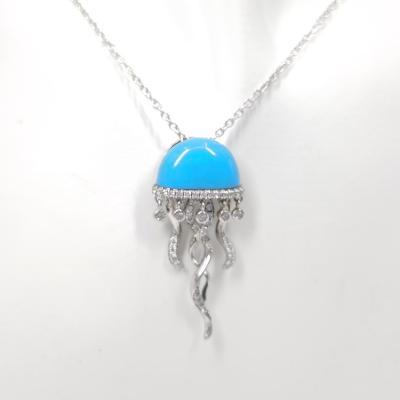 China Custom Casual / Sporty Pendant 925 Sterling Silver Blue Turquoise Stone Necklaces Pendant For Women for sale