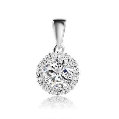 China Custom Sterling Silver Gold Plated Diamond Necklace Pendant Wholesale Simple Round Charm Jewelry CLASSIC 925 for sale