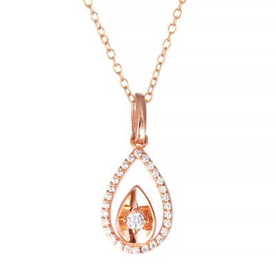 China Fashion Tear Drop Shape Pendant Gold Plated 925 Sterling Silver Pendant With White Zircon for sale