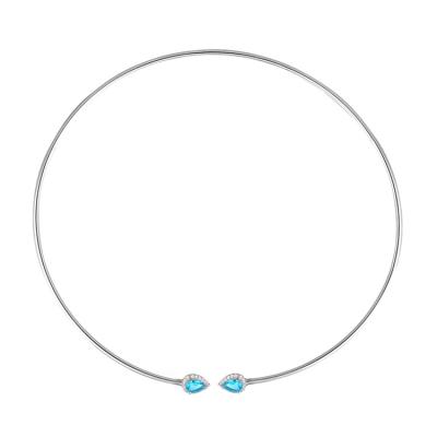 China Cute Fashion Necklace Jewelry Womens 925 Sterling Silver Necklace With Syn. blue topaz for sale