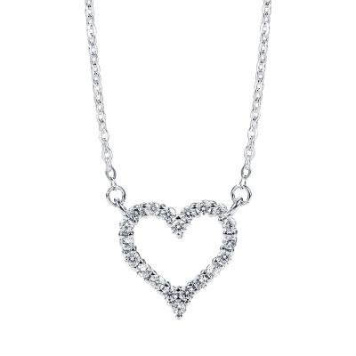 China FASHIONABLE Wholesale Custom Personalized Bling Engagement Jewelry 925 Sterling Silver CZ Heart Diamond Necklace for sale