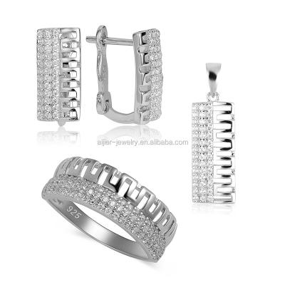 China Casual / Sporty White Silver Gold Plating Jewelry Set - Ring / Earring / Pendant Factory Price R-280-S for sale