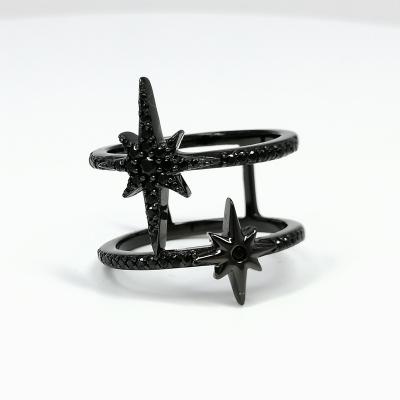 China Ring Wholesale lanew design ladies ring women star shape plating jewelry black rings for sale