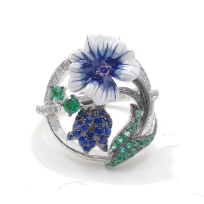 China Casual/Sporty CZ Zircon Flower Tree Enamel Silver 925 Sterling Silver Nano Ring Fashion Jewelry Wholesale Price For Woman's Rings for sale