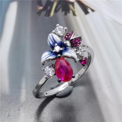 China CZ 925 Sterling Silver Nano Jewelry Gold Women Corundum Ring Flower Ring New Design Casual/Sporty Simple Circle for sale