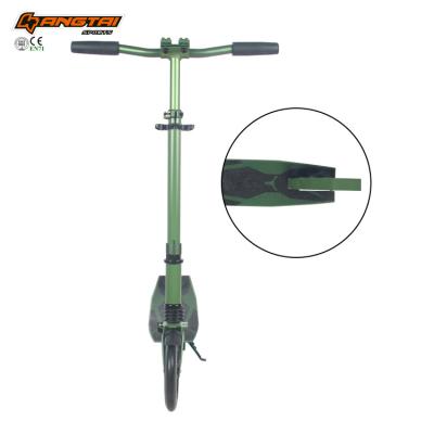 China Hot Selling Youth 200mm Big PU 2 Wheel Kick Folding Scooter With Hand Disc Brake for sale