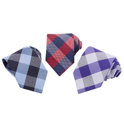 China 100% Handmade RunLin Business Daily Casual Formal Woven Jacquard Fabric Handmade Plaid Silk Ties for Men for sale