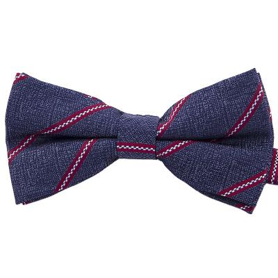 China 100% Handmade RunLin Customized Silk Stripe Decorative Yarn Dyed Woven Business Daily Casual Formal Bow Ties for sale