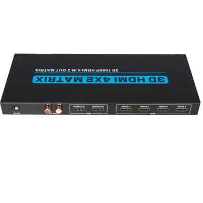 China Mini System Ultra HD 4K X 2K@30Hz 4 In 2 True HDMI HD Matrix Switcher 4x2 HDMI Matrix Switcher for sale