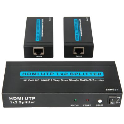 China Mini System 3D Full HD 1080P HDMI 2 Way Over Single Splitter 1x2 HDMI Splitter Cat5e/6 Over cat5e for sale