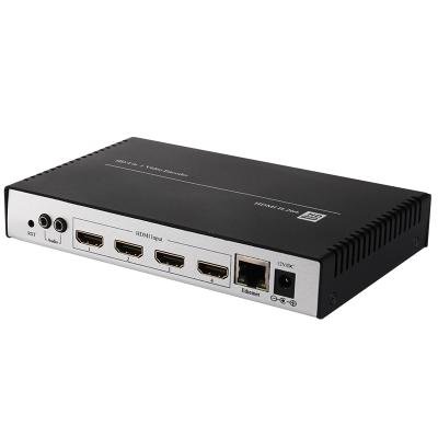 China IPTV Headend Systems 1080p@60fps Running HTTP/HLS/FLV/RTSP/UDP/RTMP Protocols and ONVIF H.265 4 in 1 HDMI Video Encoder for sale