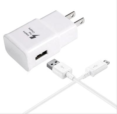 China Mobile Phone 2 in 1 Quick Set QC2.0 Wall Charger EU USA R-U Plug & V8 Cable Set For S6 S7 S8 for sale