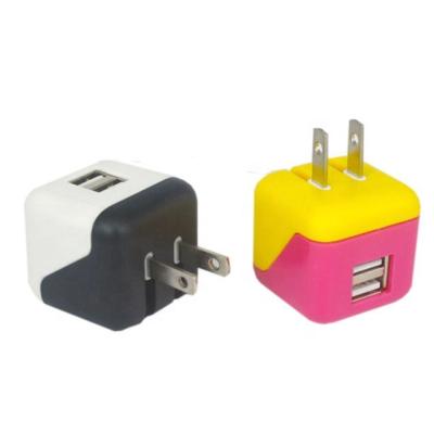 China Hot Selling Mobile Phone Mini Dual USB2 Ports Home Charger Folding Plug USB Wall Charger for sale