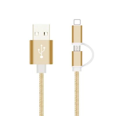 China Mobile Phone 1M Nylon Braided 2 in 1 USB Cable Charger for sale