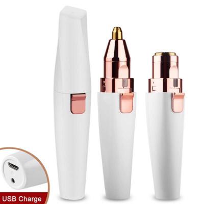 China Safety 2 in 1 Bikini Usb Rechargeable Body Forehead Mini Electric Eyebrow Facial Epilator Hair Remover For Lady for sale