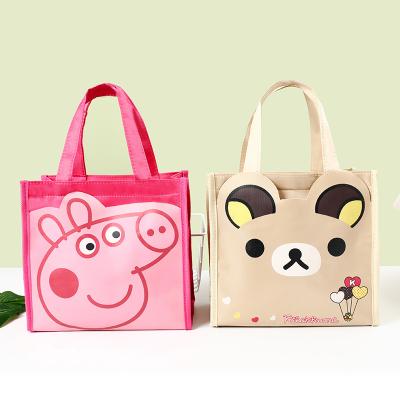 China Wholesale Logo Tote Foldable Food Cartoon Kids Student Insulation Waterproof Handheld Picnic Lunch Thermal Cooler Bag Insulated Bag for sale