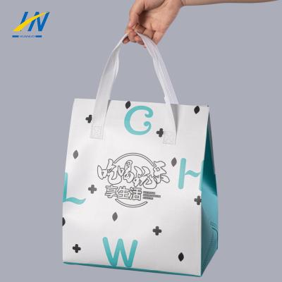 China Waterproof Netting Nonwoven Handheld Aluminum Film Seafood Drink Wine Beer Pizza Delivery Insulated Bag for sale