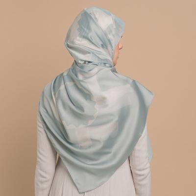 China Custom design satin silk printed textured satin shawl malaysia silk hijab shawl scarves. for sale