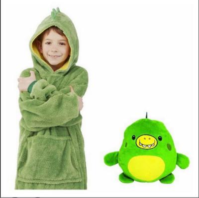 China Winter Simple Cartoon Children's Super Warm Comfortable Wearable Hoodie Kids Pet Hoodie Oversized Cover Blanket For for sale