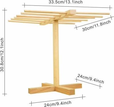 China February Kitchen Household Products New Products Wooden Spaghetti Drying Rack With 12 Transfer Rods Hanging Design Kitchen Noodle Shelf for sale