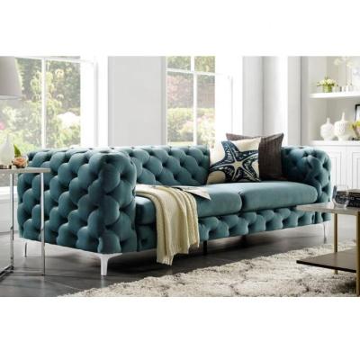 China Modern luxury living room furniture custom made sponge velor couch 3 seater lounge sofa set for hotel for sale