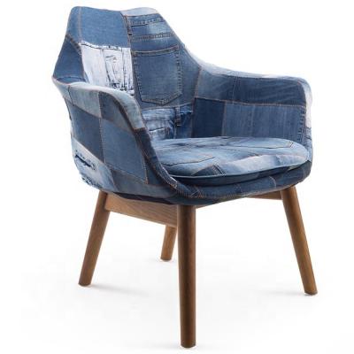 China Leisure chair jeans modern denim hotel office armchair patchwork canvas chair for living room for sale